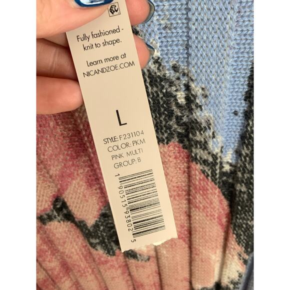 NWT NIC+ZOE Autumn Bloom Ribbed Sweater NWT Size Large $160‎ - Picture 3 of 7
